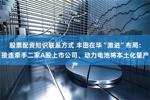 股票配资知识联系方式 丰田在华“激进”布局：接连牵手二家A股上市公司、动力电池将本土化量产